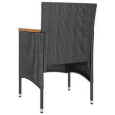 Vidaxl Vrtni stoli in stolčki 4-delni komplet poli ratan črne barve