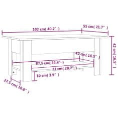 Vidaxl Klubska mizica dimljeni hrast 102x55x42 cm iverna plošča