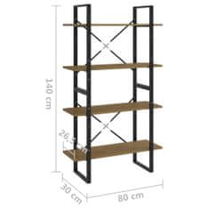 Vidaxl Knjižna omara 4-nadstropna 80x30x140 cm trdna borovina