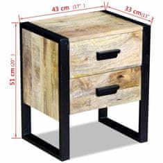 Vidaxl Stranska Mizica z 2 Predaloma Masiven Les Akacije 43x33x51 cm