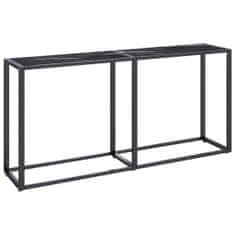 Vidaxl Konzolna mizica črn marmor 160x35x75,5 cm kaljeno steklo