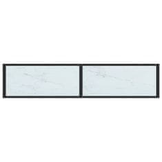 Vidaxl Konzolna mizica beli marmor 160x35x75,5 cm kaljeno steklo