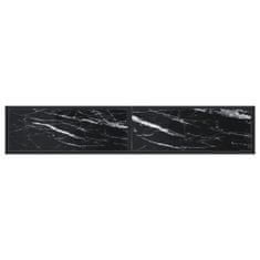Vidaxl Konzolna mizica črn marmor 180x35x75,5 cm kaljeno steklo