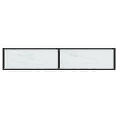 Vidaxl Konzolna mizica beli marmor 180x35x75,5 cm kaljeno steklo
