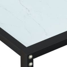 Vidaxl Konzolna mizica beli marmor 220x35x75,5 cm kaljeno steklo