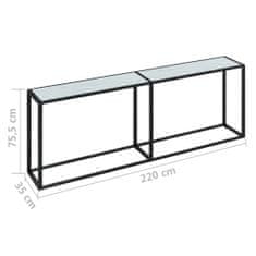 Vidaxl Konzolna mizica beli marmor 220x35x75,5 cm kaljeno steklo