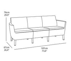 KETER Salemo 3 Seater vrtna sedežna garnitura grafit