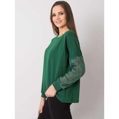 RUE PARIS Damska bluza s čipko Shantelle RUE PARIS temno zelena RV-BZ-7342.03_380970 L-XL