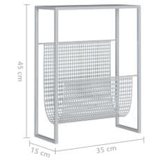 Vidaxl Stojalo za revije srebrno 35x15x45 cm jeklo