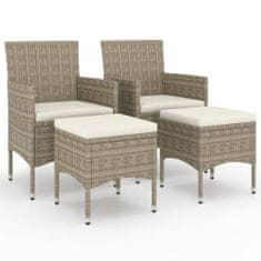 Vidaxl Vrtni stoli in stolčki 4-delni komplet poli ratan bež barve