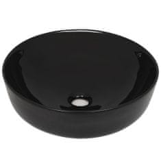 Vidaxl Keramični umivalnik okrogel črne barve 41,5x13,5 cm