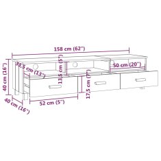 Vidaxl TV omarica HAMAR medeno rjava 158x40x40 cm trdna borovina