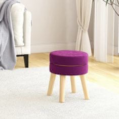 Vidaxl Okrogel stolček, vijolične barve, oblazinjen z žametom