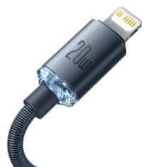 BASEUS BASEUS CRYSTAL SHINE SERIES KABEL USB KABEL ZA HITRO POLNJENJE IN PRENOS PODATKOV USB TYPE C - LIGHTNING 20W 2M ČRN (CAJY000301)