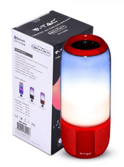 V-TAC LED svetlobni prenosni BLUETOOTH zvočnik rdeč