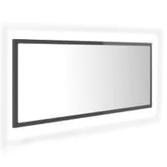 Vidaxl LED kopalniško ogledalo visok sijaj sivo 100x8,5x37 cm