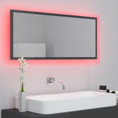 Vidaxl LED kopalniško ogledalo visok sijaj sivo 100x8,5x37 cm