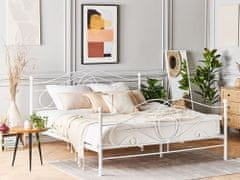 Beliani Kovinska postelja 140 x 200 cm bela LYRA