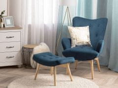 Beliani Modro oblazinjen fotelj z žametnim podnožjem VEJLE