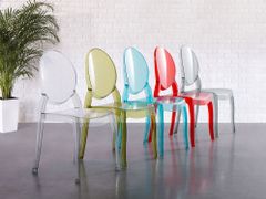 Beliani Komplet 4 prozornih plastičnih jedilnih stolov v modri barvi MERTON