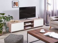 Beliani TV omarica iz svetlega lesa z belo barvo LINCOLN