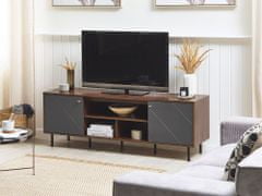 Beliani TV omarica iz temnega lesa in črne barve PORTLAND