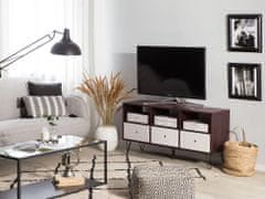 Beliani TV omarica iz temnega lesa z belo barvo FOSTON