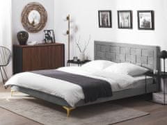 Beliani Žametna siva postelja 160x 200 cm LIMOUX