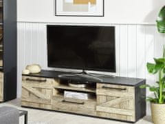 Beliani TV omarica iz svetlega lesa s črno barvo SALTER
