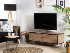 Beliani TV omarica iz svetlega lesa s črnim okvirjem HALSTON