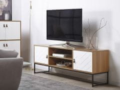 Beliani TV omarica iz svetlega lesa z belo barvo NUEVA