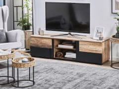 Beliani TV omarica iz svetlega lesa s črnim sterlingom