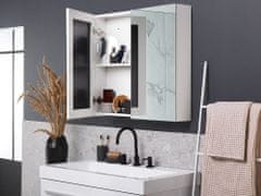 Beliani Kopalniška ogledalna omarica 80 x 70 cm bela in srebrna NAVARRA