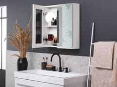 Beliani Kopalniška ogledalna omarica 60 x 60 cm bela srebrna NAVARRA