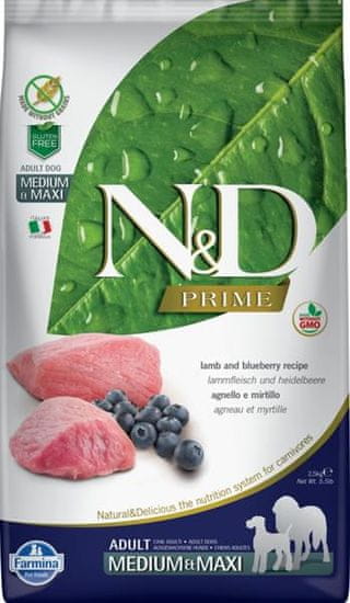 N&D PRIME Dog GF Lamb & Blueberry Adult Medium & Maxi 2,5 kg