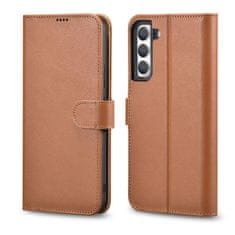 iCARER haitang leather wallet case usnjena torbica za samsung galaxy s22 wallet housing cover brown (aksm04bn)