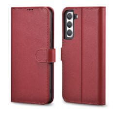 iCARER haitang leather wallet case usnjena torbica za samsung galaxy s22 wallet housing cover rdeča (aksm04rd)