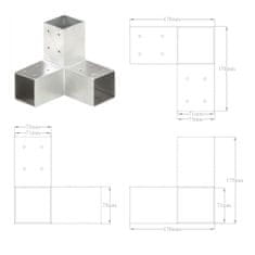 Vidaxl Spojniki za stebre 4 kosi Y oblike pocinkana kovina 71x71 mm