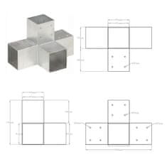 Vidaxl Spojniki za stebre 4 kosi X oblike pocinkana kovina 91x91 mm