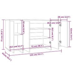 Vidaxl komoda betonsko siva 135x41x75 cm iverna plošča