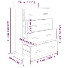 Vidaxl Komoda medeno rjava 79x40x103,5 cm trdna borovina