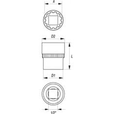 YATO  Podaljšek 1/2 "20 mm večzob