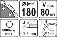 YATO  Diamantno rezilo 180 x 22,2 x 2,5 mm