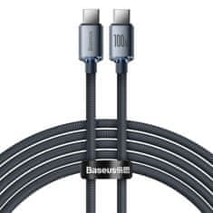 BASEUS Crystal Shine Series polnilni/podatkovni kabel USB-C/USB-C, 100 W, 2 m, črn (CAJY000701)