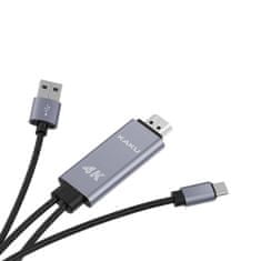 Kaku KSC-557 kabel USB - USB-C / HDMI 4K 1m, siva