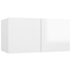 Vidaxl Komplet TV omaric 2-delni visok sijaj bela iverna plošča