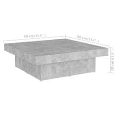 Vidaxl Klubska mizica betonsko siva 90x90x28 cm iverna plošča