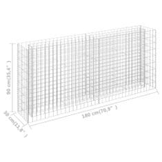 Vidaxl Visoka greda gabion pocinkano jeklo 180x30x90 cm