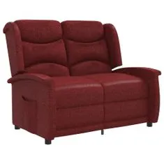 Greatstore 2-sedežni zložljivi masažni fotelj, vinsko rdeča barva, tkanina