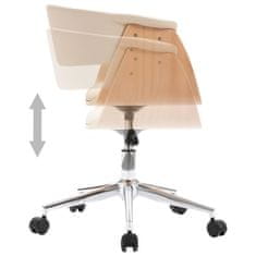 Vidaxl Vrtljiv pisarniški stol krem ukrivljen les in umetno usnje